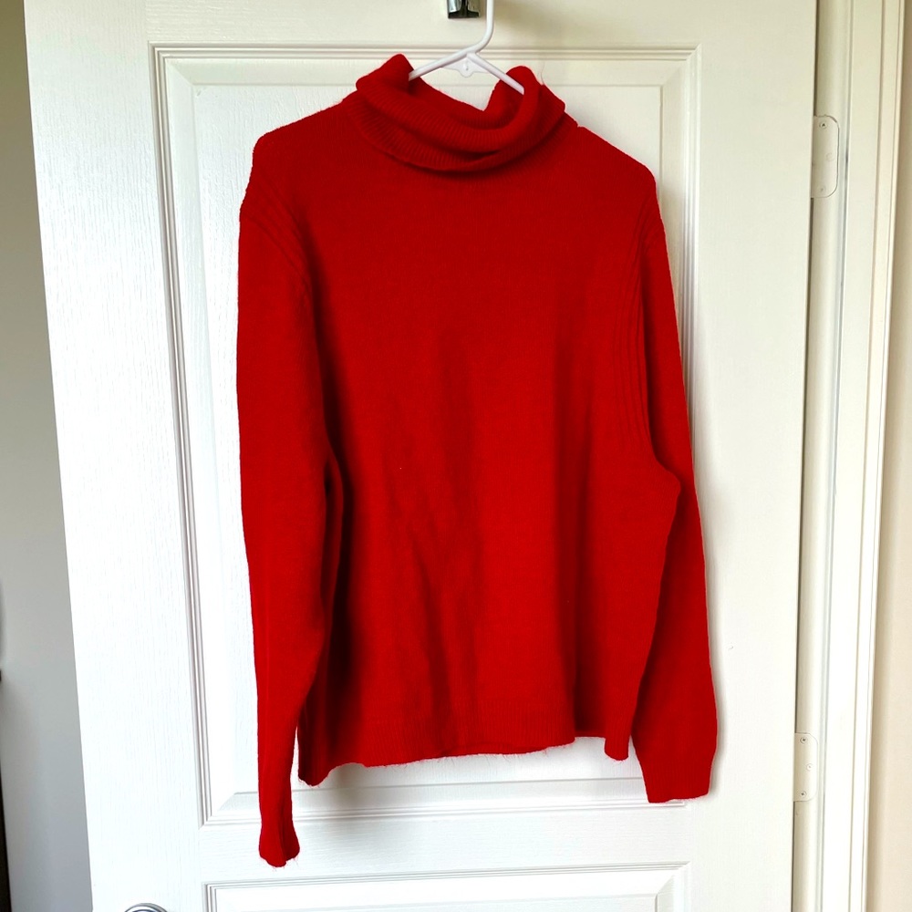 Red turtleneck sweater